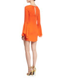 Alisa Bell-Sleeve Cocktail Dress, Persimmon Red