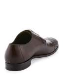 Woven-Toe Leather Shoe, Brown
