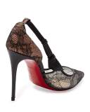 Hot Jeanbi Lace 100mm Red Sole Pump, Version Black