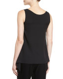 Silk Georgette Scoop-Neck Tank, Caviar