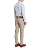 Dobby-Print Slim-Fit Sport Shirt, Steel Blue