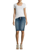 Helena High-Rise Denim Pencil Skirt, Indigo