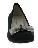 Erica Satin Pump w/ Rhinestone Bow, Black, Youth