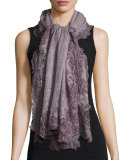 Fiorangela Gauze Scarf w/Crochet, Light Purple