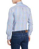 Crown Pin-Plaid Long-Sleeve Sport Shirt