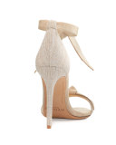 Clarita Suede & Linen 60mm City Sandal, Soft Beige