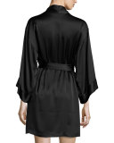 Key Silk Wrap Robe, Black