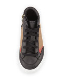 Haypark Mini Check High-Top Sneaker, Black/Tan, Toddler