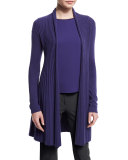 Open-Front Pleated Cardigan, Imperial Purple