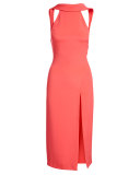 Halter Side-Slit Sheath Dress, Pink