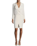 Filip Notched Shawl-Collar Shirtdress, Ecru