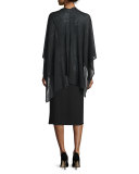 Open-Front Sheer Hemp Knit Poncho/Wrap, Black