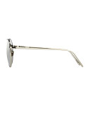 Mirrored Aviator Sunglasses, White Gold/Platinum