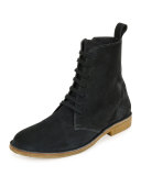 Suede Lace-Up Boot, Gray