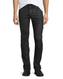Thavar Distressed Jogger-Style Jeans, Black