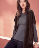 Short-Sleeve Open-Weave Cashmere Cardigan