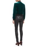 Demia Quilted Velvet Bomber Jacket, Turquoise