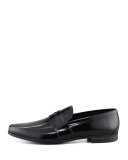 Polished Leather Penny Loafer, Black