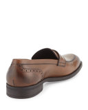 Burnished Calf Leather Penny Loafer, Chestnut