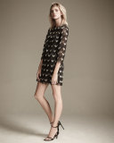 Eve 3/4-Sleeve Macrame Chevron Dress, Anthracite