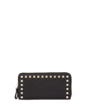 Rockstud Grained Leather Zip-Around Wallet