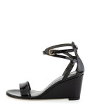 Backdraft Patent Wedge Sandal, Black