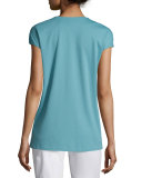 Cap-Sleeve Draped-Front Top