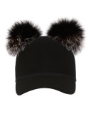 Sass Wool Felt Pompom Baseball Cap, Black/Silver