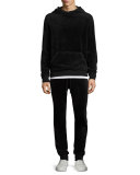 Velour Jogger Pants, Black