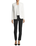 Danette Notched-Collar Stretch Blazer Jacket, Winter White