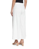 Woven Tencel® Grain Wide-Leg Cropped Pants, White 