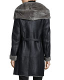 Nappato-Finish Shearling Fur Parka, Gray