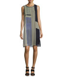 Go Get Layered Mondrian-Print Silk Shift Dress