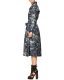 Floral-Print Silk Robe Dress 