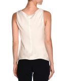 Silk Charmeuse Scoop-Neck Shell, Ivory