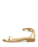 Nudistflat Metallic Napa Ankle-Wrap Sandal, Gold
