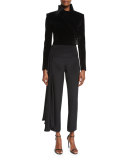 Cropped Side-Sash Pants, Black