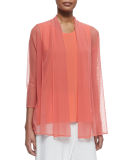 3/4-Sleeve Illusion Sheer Cardigan 