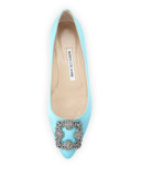 Hangisi Crystal-Buckle Satin Flat