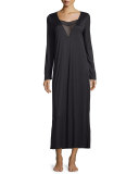 Eleonora Long-Sleeve Long Gown, Black