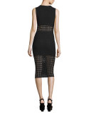 Eyelet Jacquard Pencil Skirt, Black