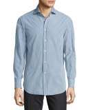 Check Woven Sport Shirt, Medium Blue