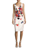 Sleeveless Floral Cocktail Dress, Pink/Multicolor
