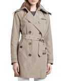 "Balmoral" Trenchcoat with Removable Hood, Sisal