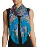 Dhely Ombre Striped Paisley Silk Scarf