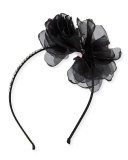 Organza Bow Rhinestone Headband, Black