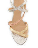 Metallic Crisscross 70mm Sandal, Gold Mix