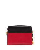 Bicolor Leather Camera Crossbody Bag, Red/Black