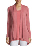 Linen-Blend Shaped Cardigan, Sandstone  