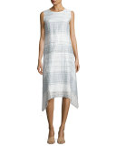 Romona Palmetto Crinkle-Stripe A-Line Dress, Multi